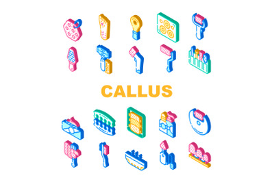 Callus Remover Tool Collection Icons Set Vector