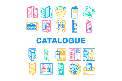 Catalog And Booklet Collection Icons Set Vector