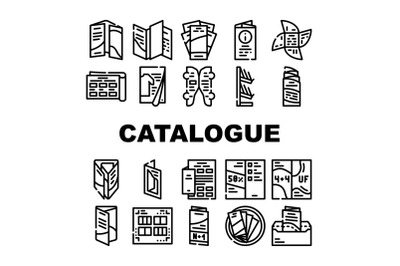 Catalog And Booklet Collection Icons Set Vector