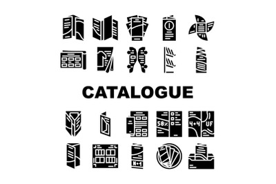 Catalog And Booklet Collection Icons Set Vector