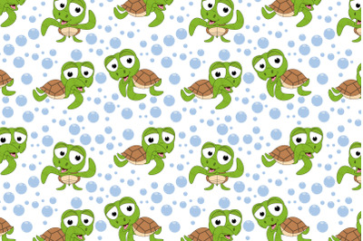 cute turtle animal cartoon pattern