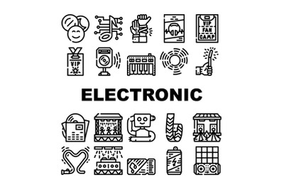 Electronic Dance Music Collection Icons Set Vector