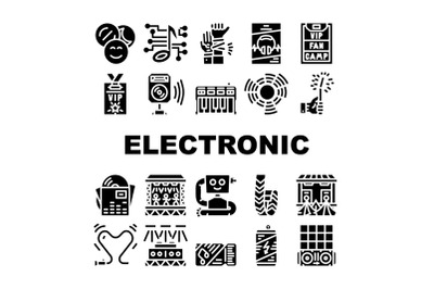 Electronic Dance Music Collection Icons Set Vector