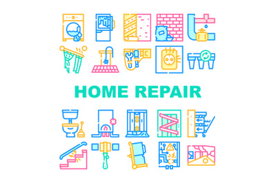 Home Repair Service Collection Icons Set Vector