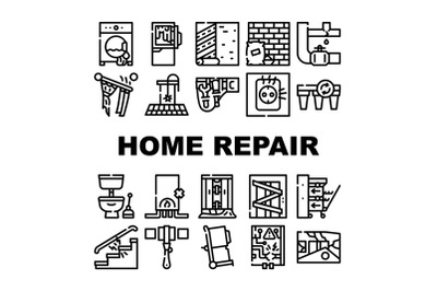 Home Repair Service Collection Icons Set Vector