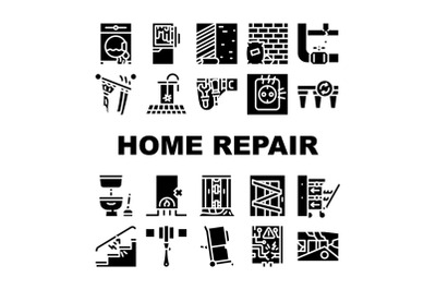 Home Repair Service Collection Icons Set Vector