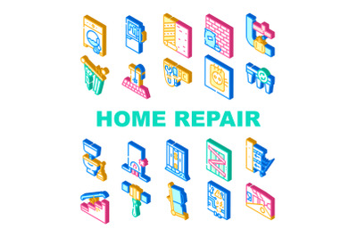 Home Repair Service Collection Icons Set Vector