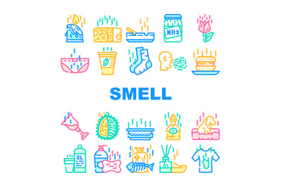 Smell Feel And Sense Collection Icons Set Vector