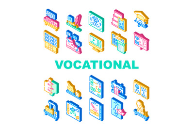 Vocational School Collection Icons Set Vector Illustration