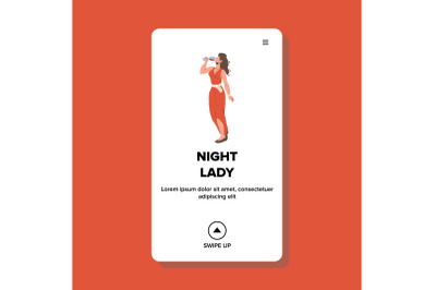 Night Lady Resting And Drinking Red Wine Vector