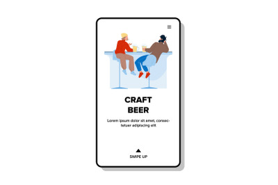 Craft Beer Drinking Men At Bar Counter Vector