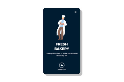 Fresh Bakery Bread Food Holding Baker Man Vector