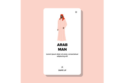 Arab Man Standing In East Cultural Clothes Vector