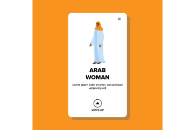 Arab Woman Wearing Hijab Cultural Clothes Vector