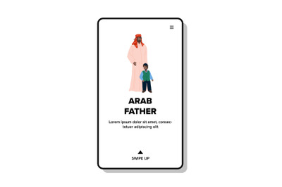 Arab Father With Son In Traditional Clothes Vector