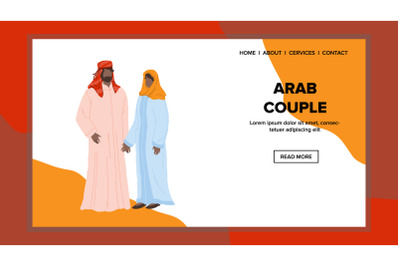 Arab Couple Man And Woman In Arabian Wears Vector