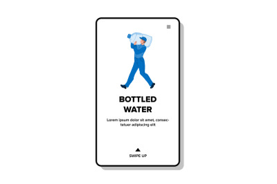 Bottled Water Carrying Man On Shoulder Vector