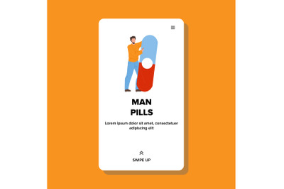 Man Pills For Health Problem Treatment Vector