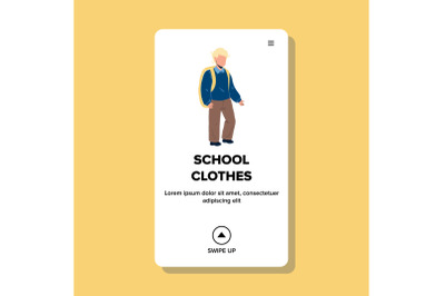 School Clothes Wearing Little Schoolboy Vector