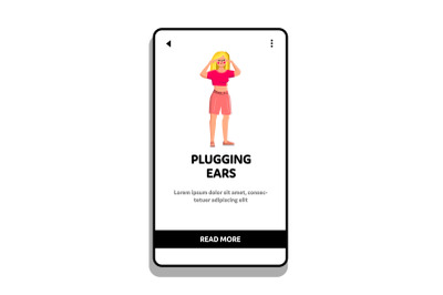 Plugging Ears And Unlistening Young Woman Vector