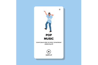 Pop Music Lover Boy Listen In Earphones Vector