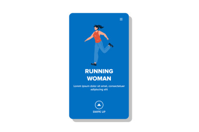 Running Woman Exercising For Loss Weight Vector