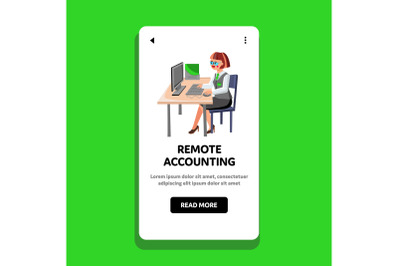 Remote Accounting Doing Office Worker Girl Vector