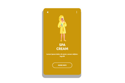 Spa Cream Young Woman Applying On Face Vector