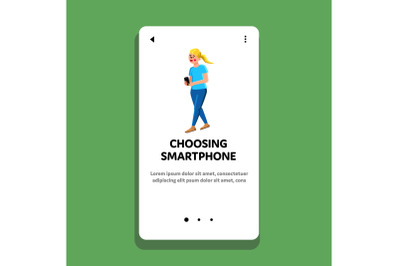 Choosing Smartphone in Mobile Phone Store Vector