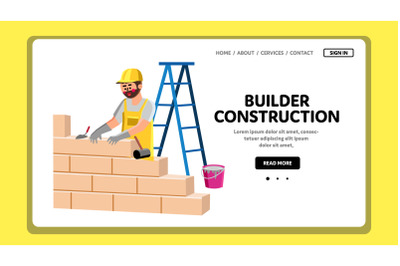 Builder Construction Building With Bricks Vector