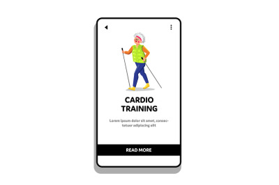 Cardio Training Exercising Old Lady Athlete Vector