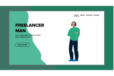 Freelancer Man Staying With Crossed Arms Vector