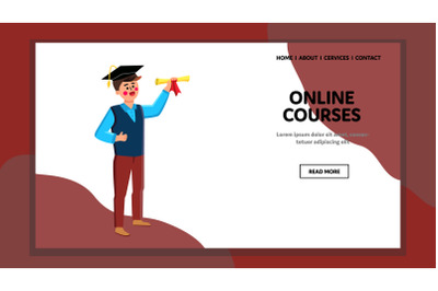 Online Courses Celebrate Graduation Student Vector