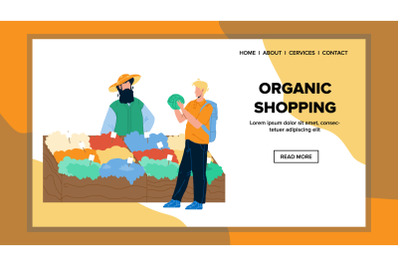 Organic Shopping In Bio Vegetarian Market Vector