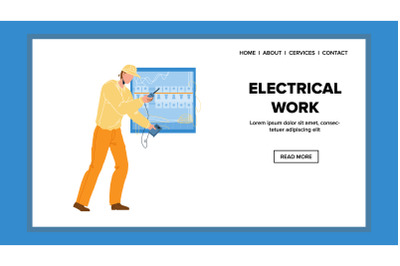 Electrical Work With Electric System Panel Vector