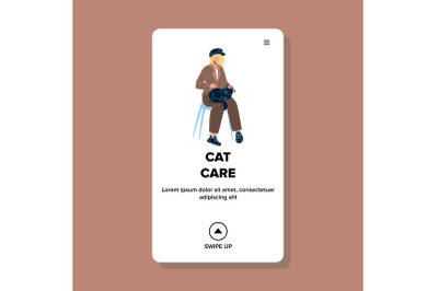 Cat Care And Love, Young Woman Caress Kitty Vector