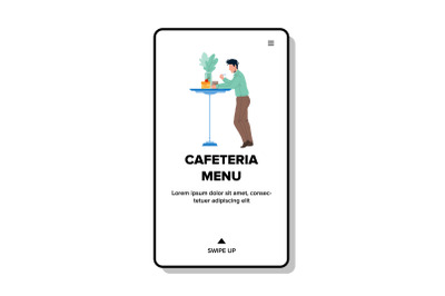 Cafeteria Menu Choosing Meal Man Client Vector