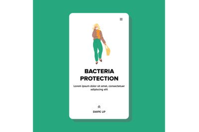 Bacteria Protection Face Mask Wearing Girl Vector