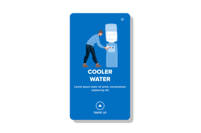 Cooler Water Filling Man In Plastic Cup Vector