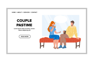 Couple Pastime In Cafeteria Or Restaurant Vector