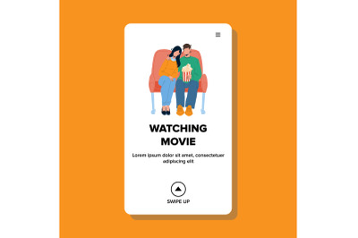 Couple Watching Movie In Cinema Together Vector