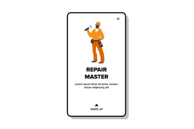 Repair Master In Uniform Holding Hammer Vector