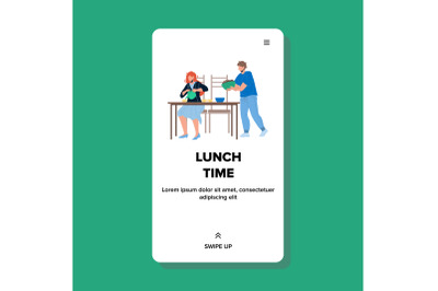 Lunch Time Have People At Restaurant Table Vector