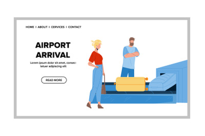 Airport Arrival Passengers Waiting Baggage Vector