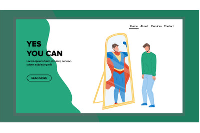 Yes You Can Motivation Slogan Have Shy Man Vector