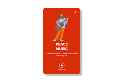 Peace Music Man Playing On Acoustic Guitar Vector