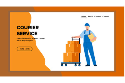 Courier Service Worker Delivering Boxes Vector