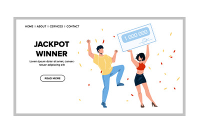 Jackpot Winner Man And Woman Celebrating Vector