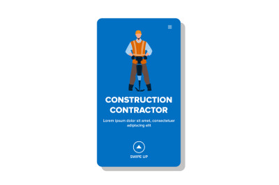 Construction Contractor Working With Drill Vector