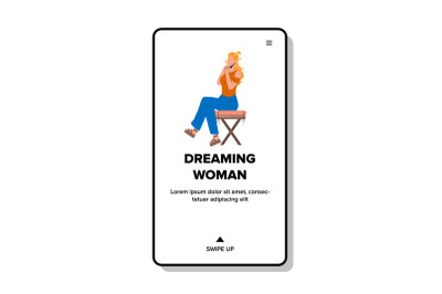 Dreaming Woman Sitting On Chair And Relax Vector